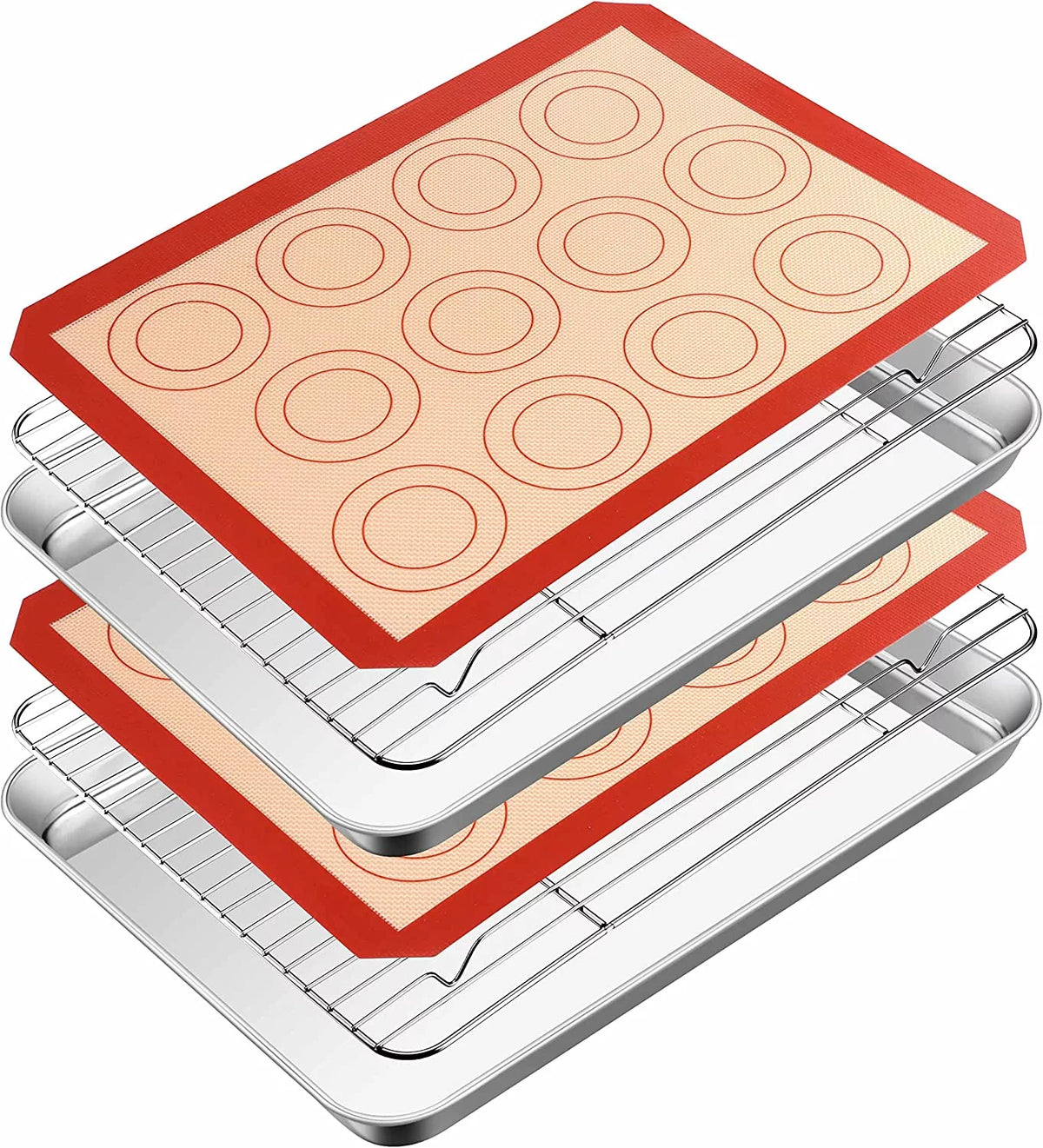 16 inch Stainless Steel Baking Sheet with Rack & Mat Set of 6 V12327