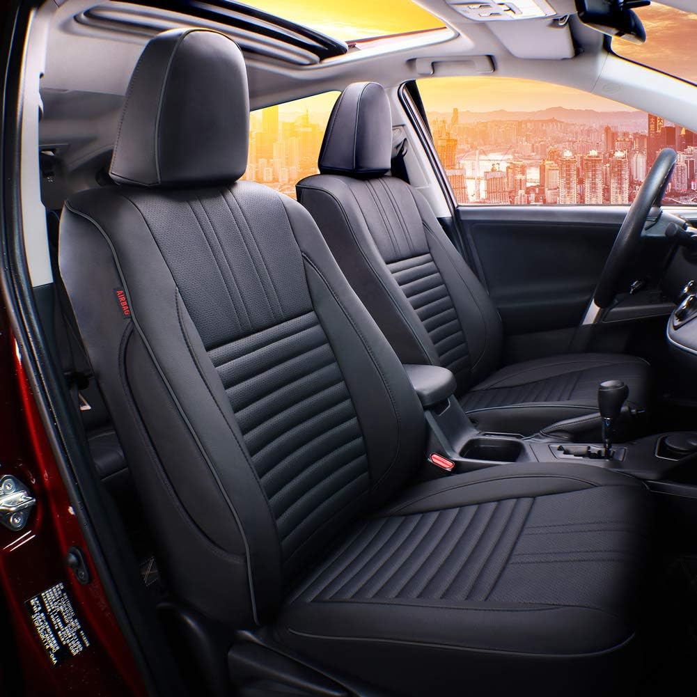 Full Set Car Seat Covers Leatherette Black C1877