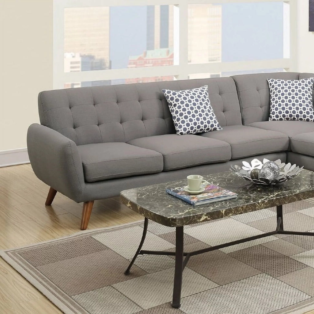 Grey Polyfiber Sectional Sofa with Chaise H65129