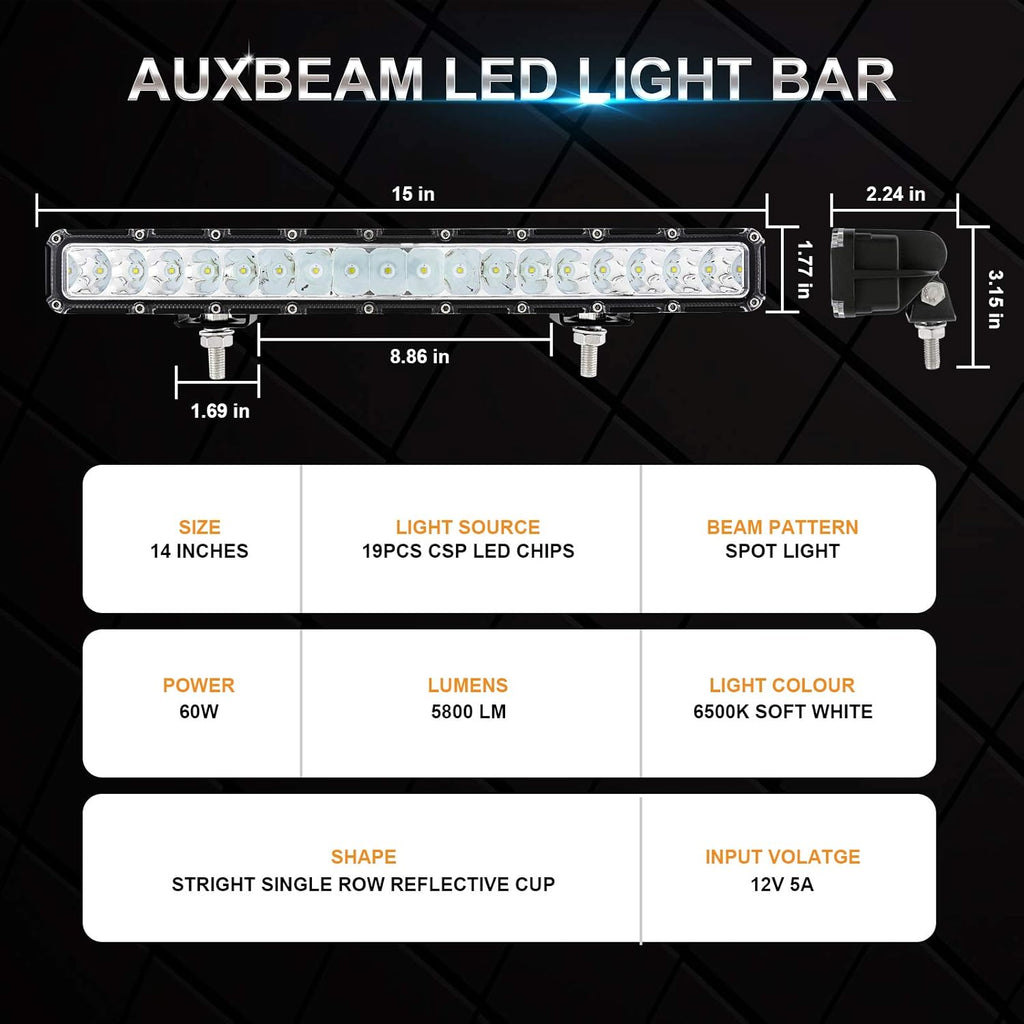 14 Inch 60W Single Row LED Light Bar E37650