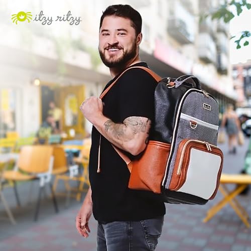 Large Capacity Black Diaper Bag Backpack with 19 Pockets and Changing Pad B519