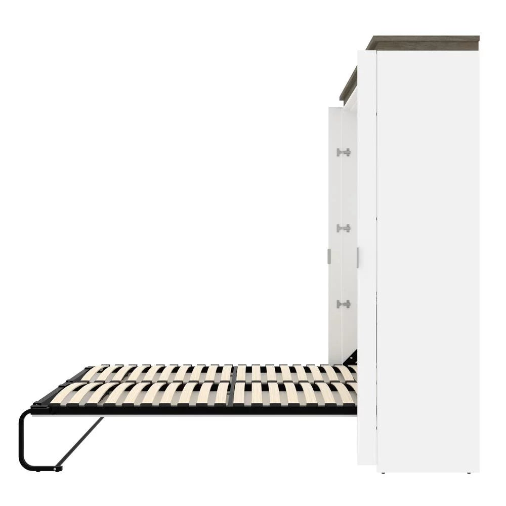 61" Full Murphy Bed in White and Walnut Gray Y547