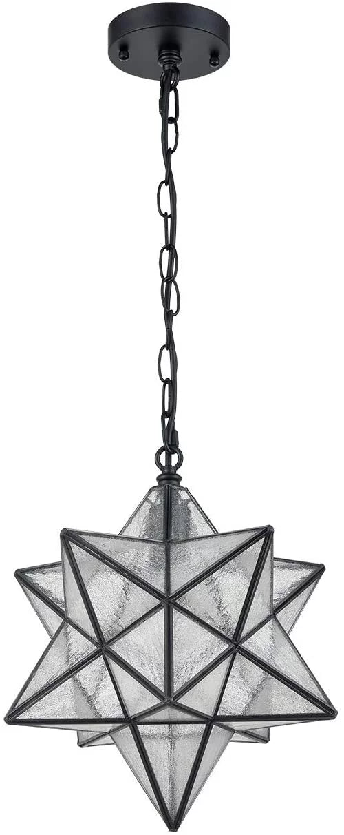 14'' Pendant Light with Seeded Glass and Hanging Chain W141632