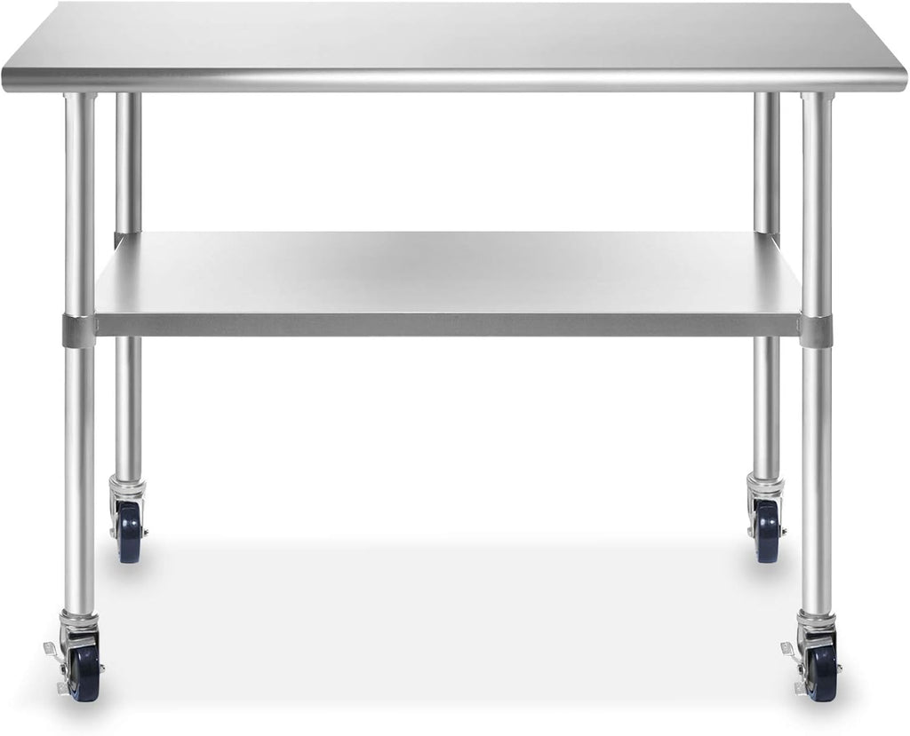 Stainless Steel Commercial Work Table with 4 Casters 48 in. x 24 in. A649