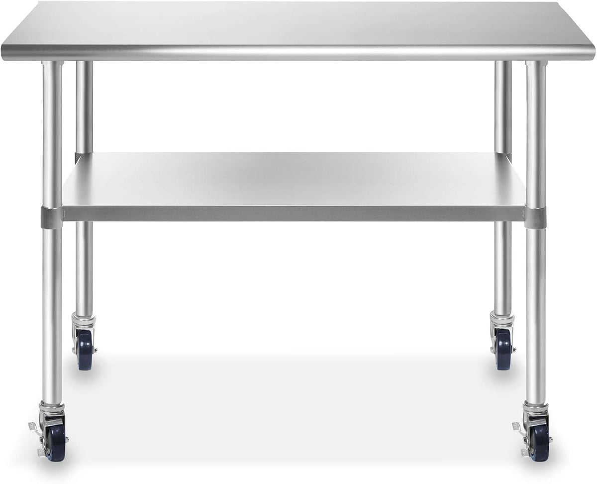 Stainless Steel Commercial Work Table with 4 Casters 48 in. x 24 in. A649