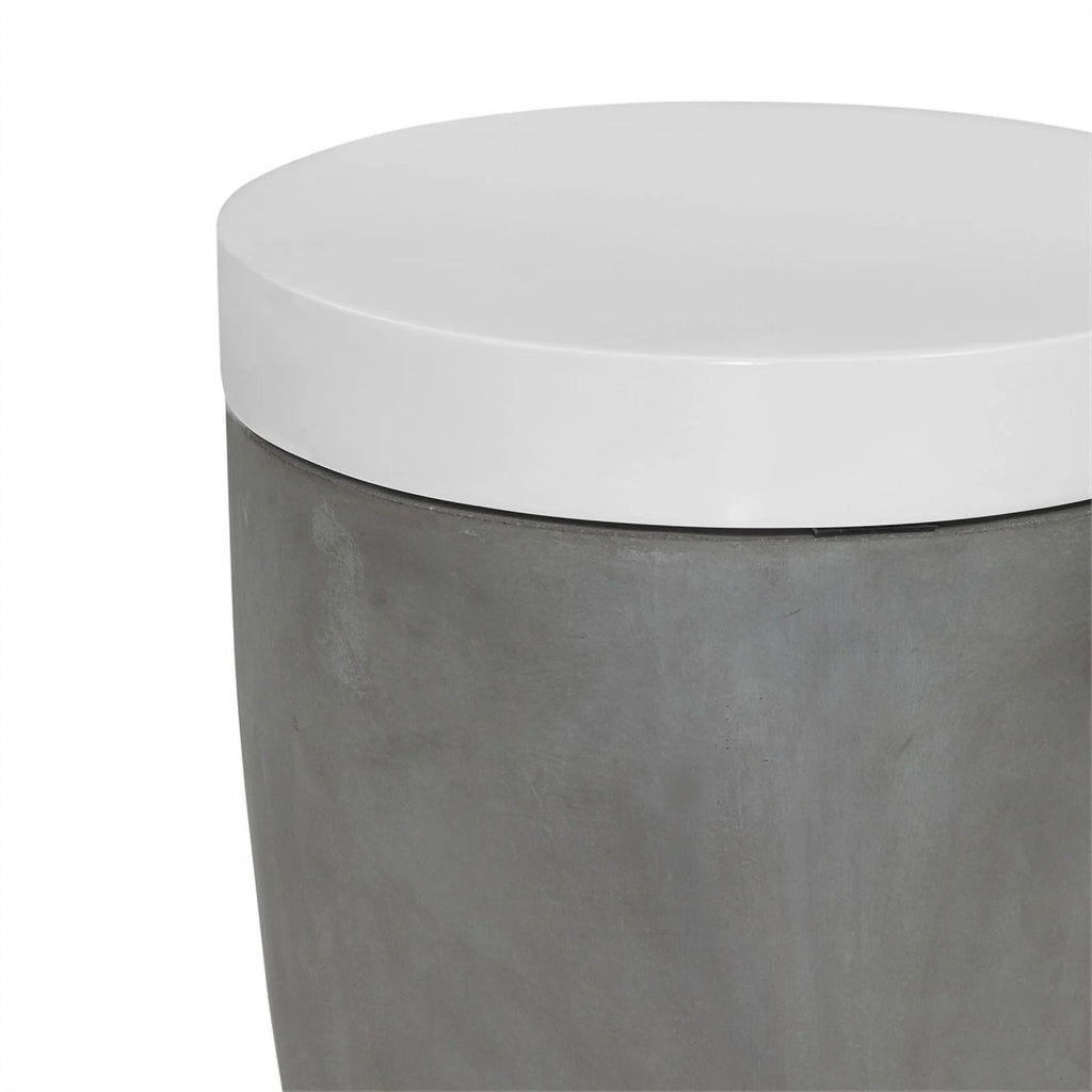 Concrete Stone Accent Table in Gray and White I7273