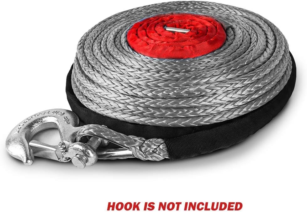 3/8" x 100ft Dyneema Synthetic Winch Rope with Hook B99340