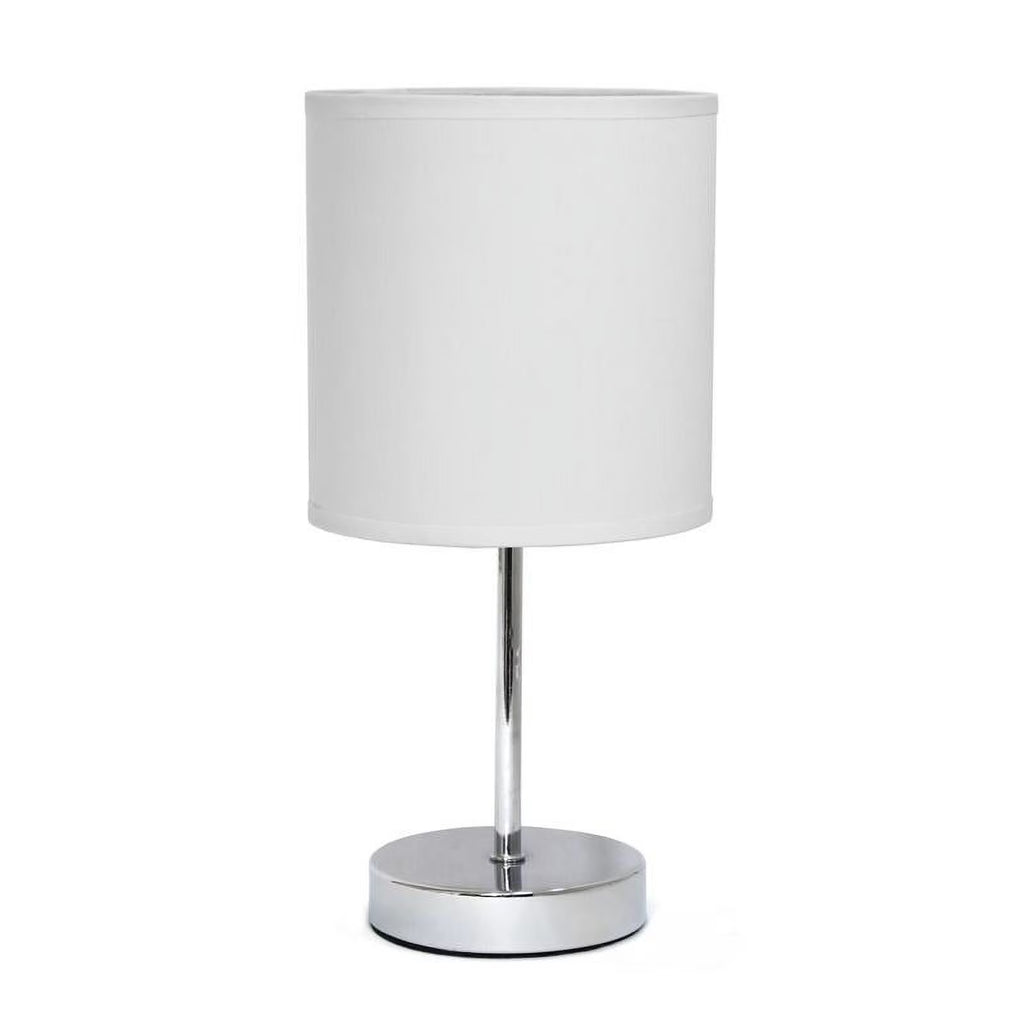 White Mini Table Lamp with Fabric Shade A28047