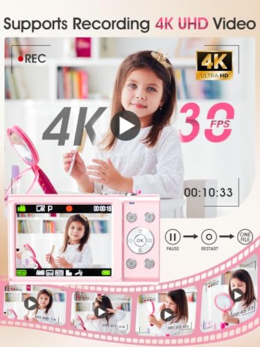 4K 48MP Compact Point and Shoot Digital Camera with 32GB Card Y902242