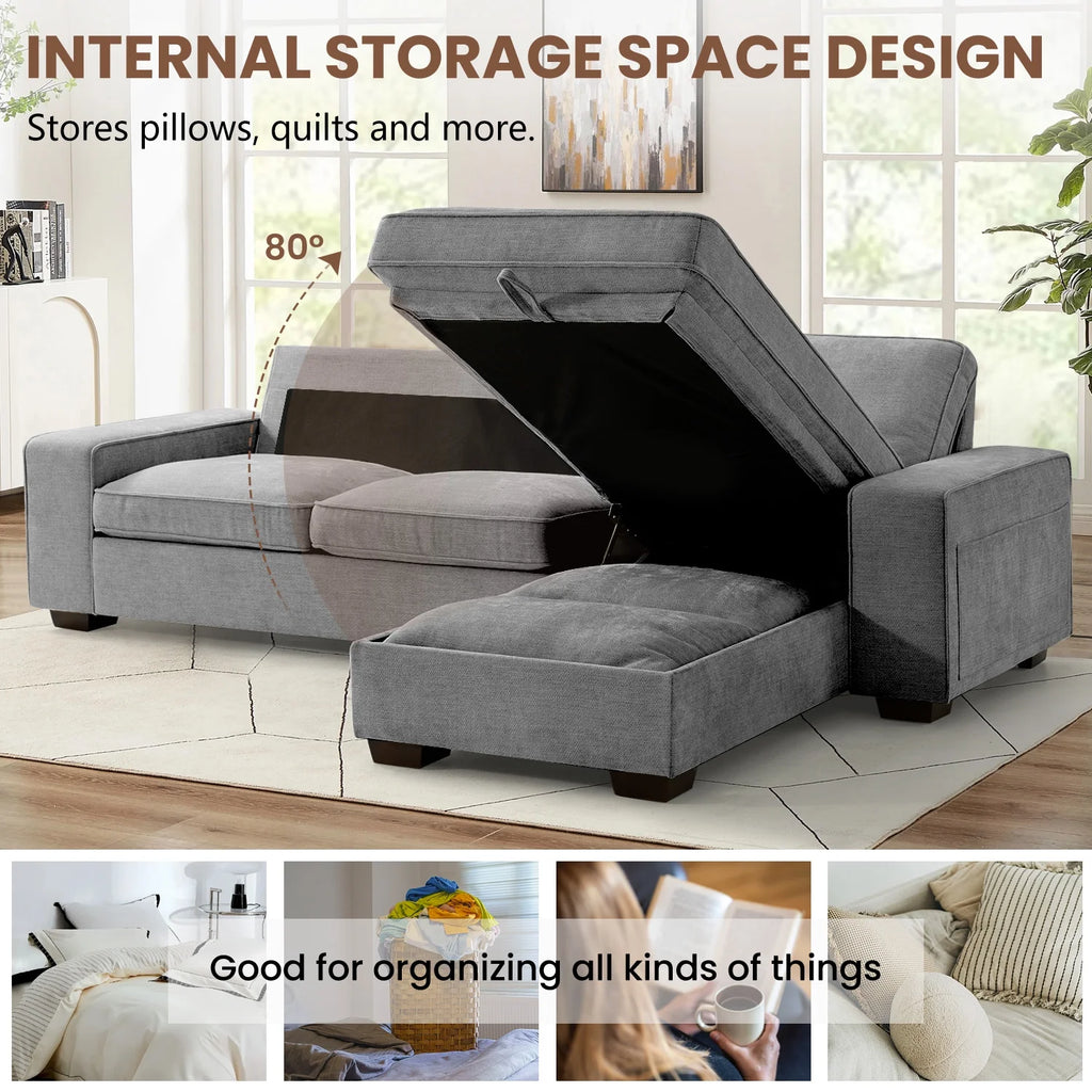 Convertible Sectional Sofa L Shaped Couch with USB and Type-C Charging Ports Y38635