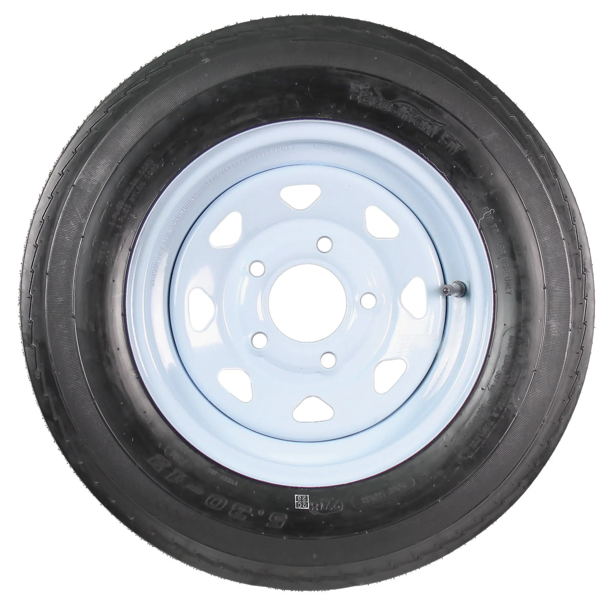 2-Pack Trailer Tire On Rim 530-12 12 in. White Spoke Wheel 5 Bolt C4471