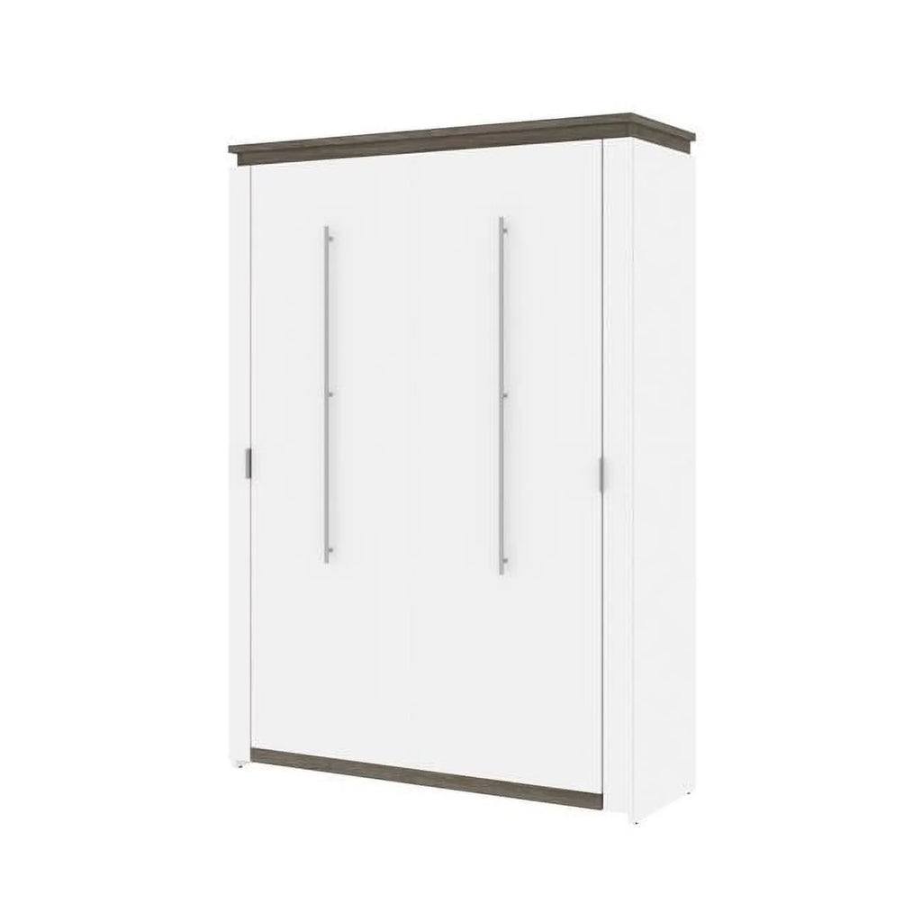 61" Full Murphy Bed in White and Walnut Gray Y547