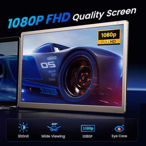 15.6" 1080P FHD Portable Monitor with Dual Speakers & Adjustable Stand B715607
