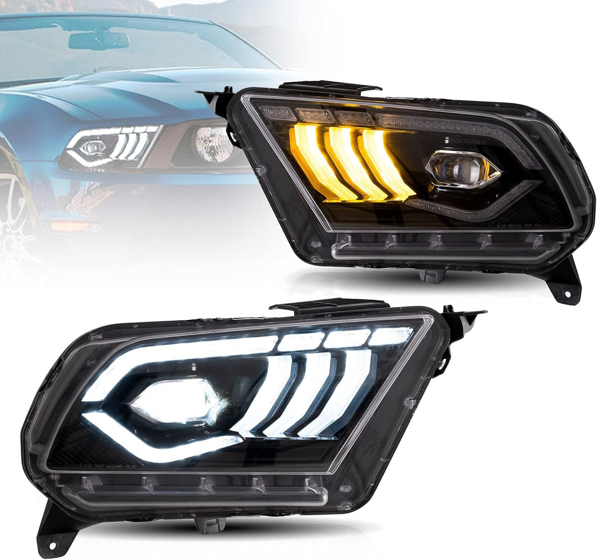 LED Headlights for 2010-2014 Ford Mustang with Dynamic DRL & Sequential Turn Signal P312839