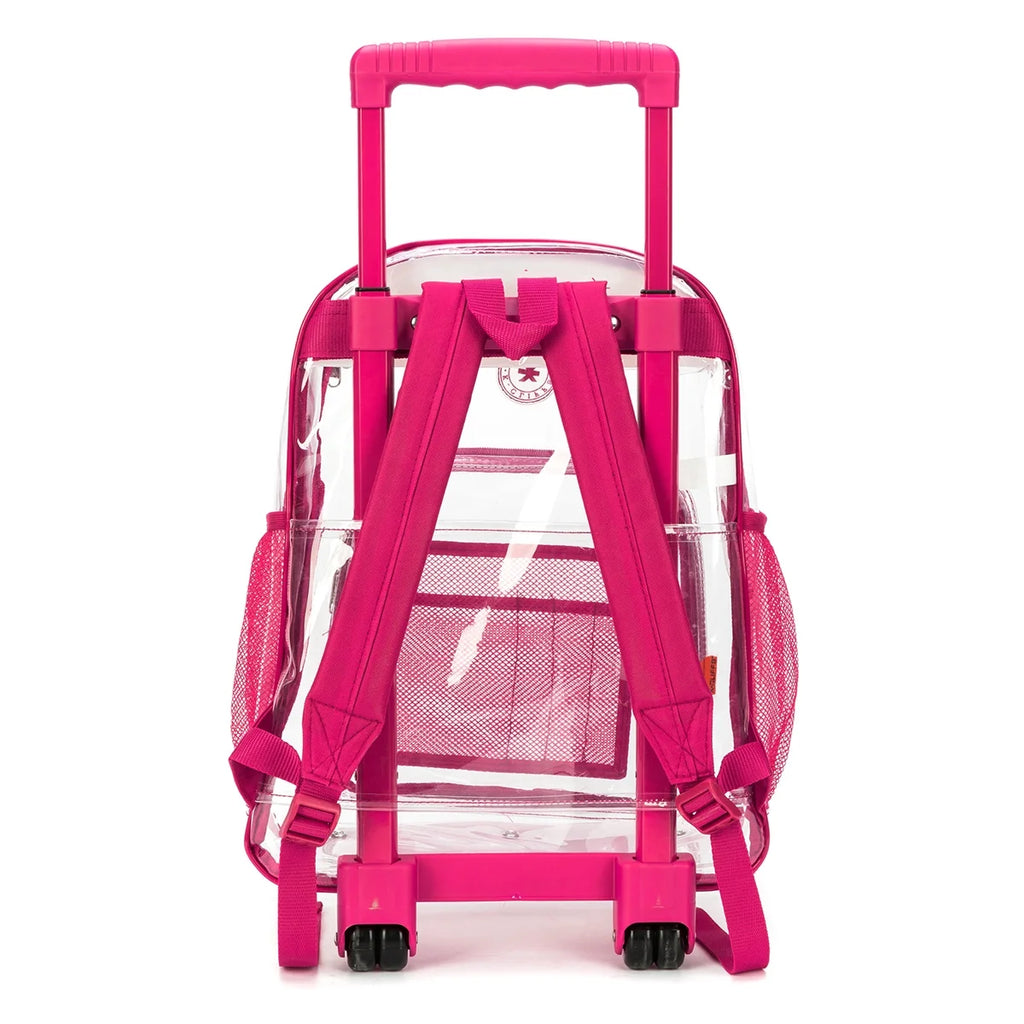 Hot Pink Rolling Clear Backpack with Wheels P43506