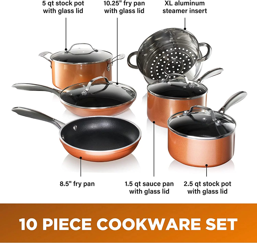 10 Piece Copper Nonstick Cookware Set Z254738