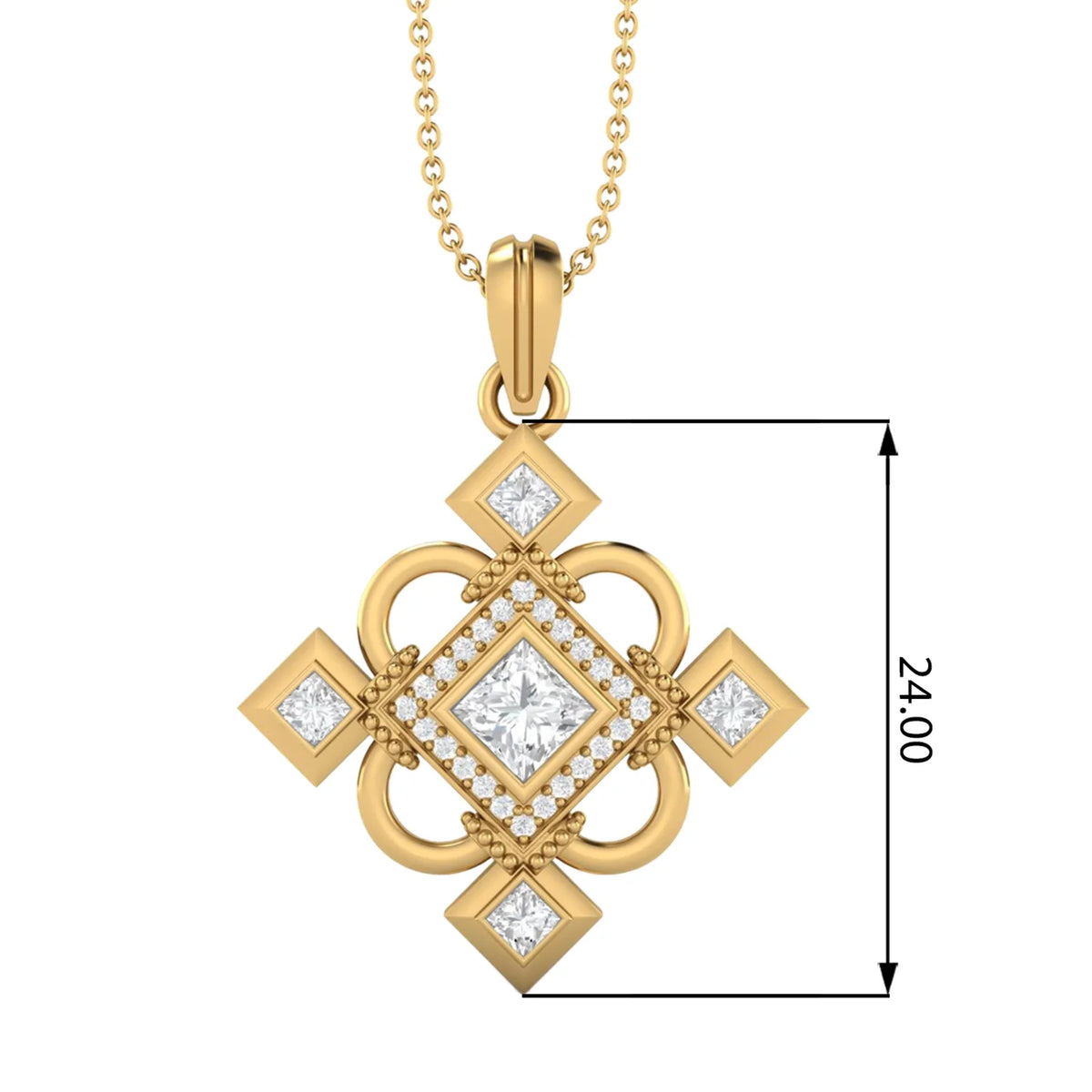 4MM Square Peridot 925 Silver Gold Vermeil Pendant Necklace D821