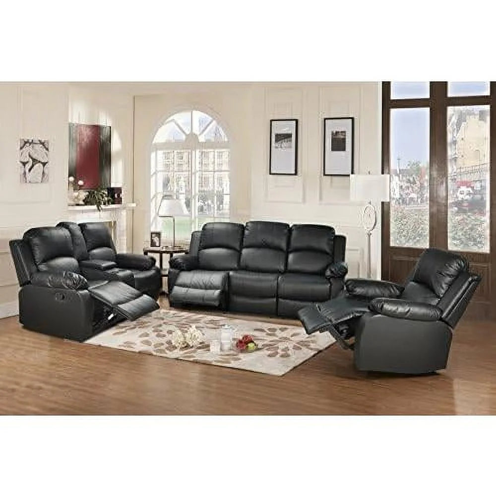 Black 3 Piece Recliner Sofa Loveseat and Chair C509501