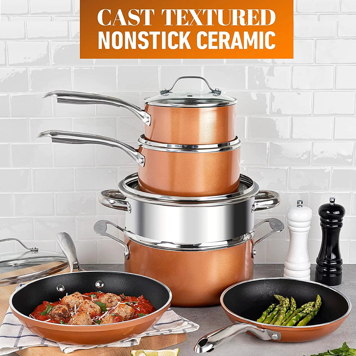 10 Piece Copper Nonstick Cookware Set Z254738