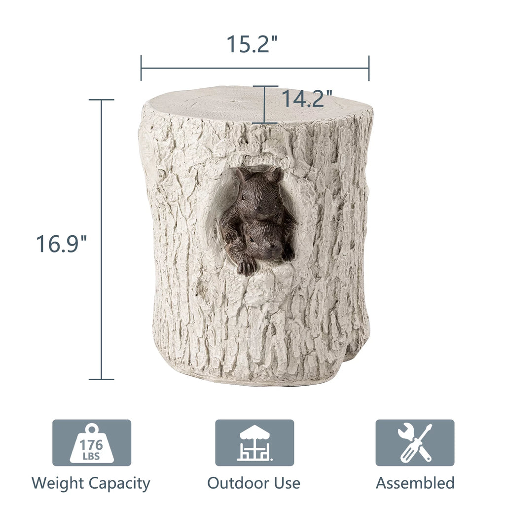 Hand-Painted Wood Stump Stool R561