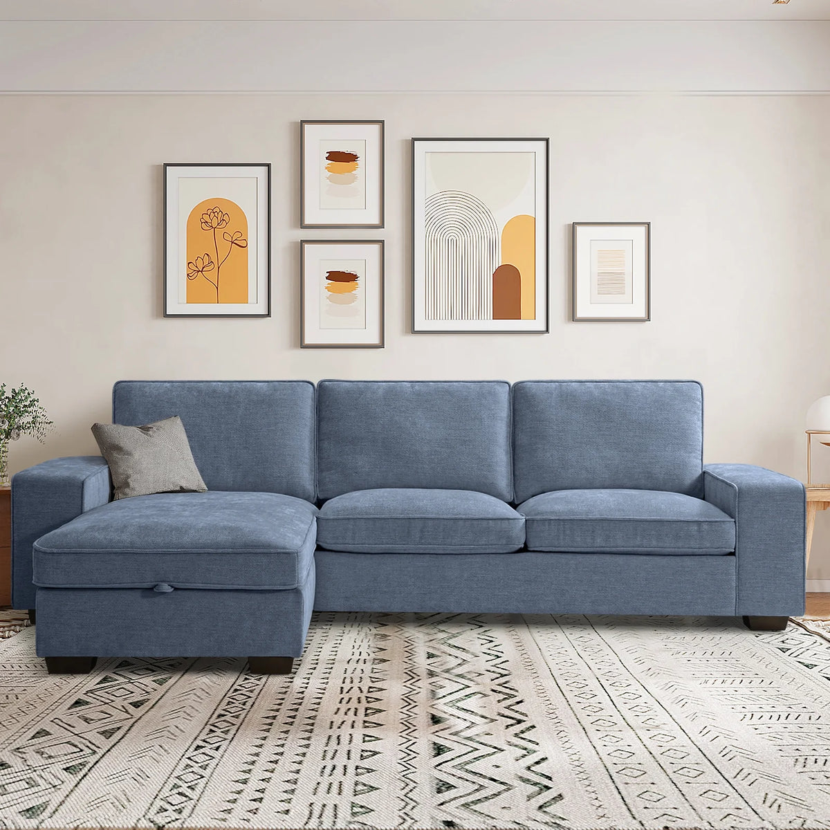 Convertible Sectional Sofa L Shaped Couch with USB and Type-C Charging Ports Y38635