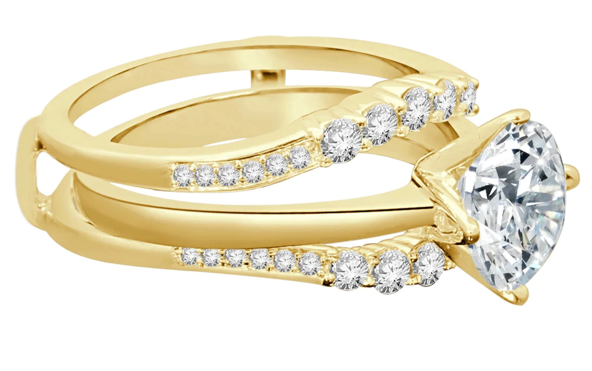 10K White Gold Diamond Engagement Ring Bridal Set S190