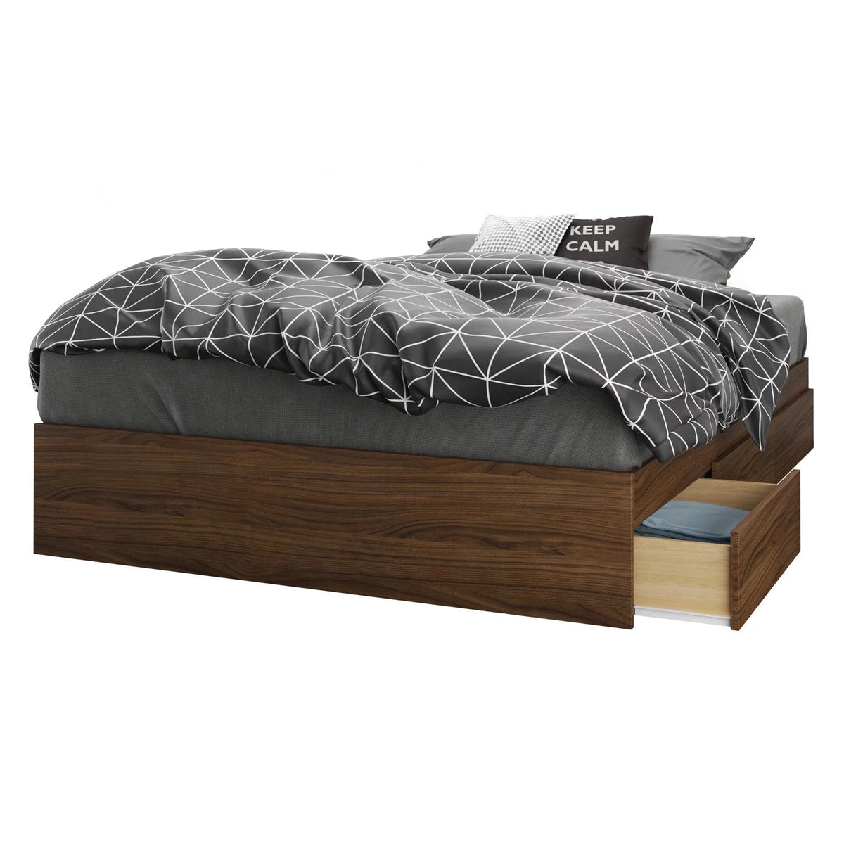 Twin Size Storage Wood Bed Frame with 3 Drawers D659914