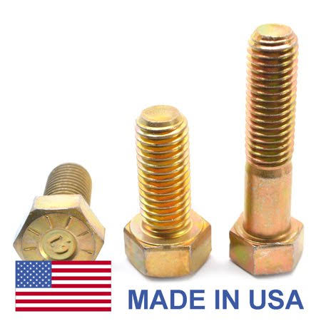 1/2 inch-20 x 3 1/2 inch Fine Thread Grade 9 Hex Cap Screw, Yellow Zinc Plated, Pk 25 D29171