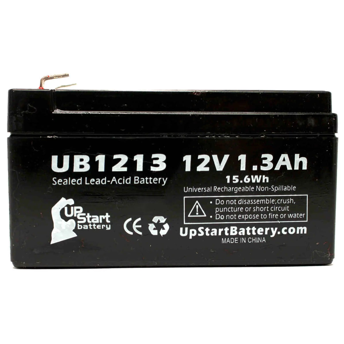 12V 1.3Ah Sealed Lead Acid Battery with Terminal Adapters Q896396