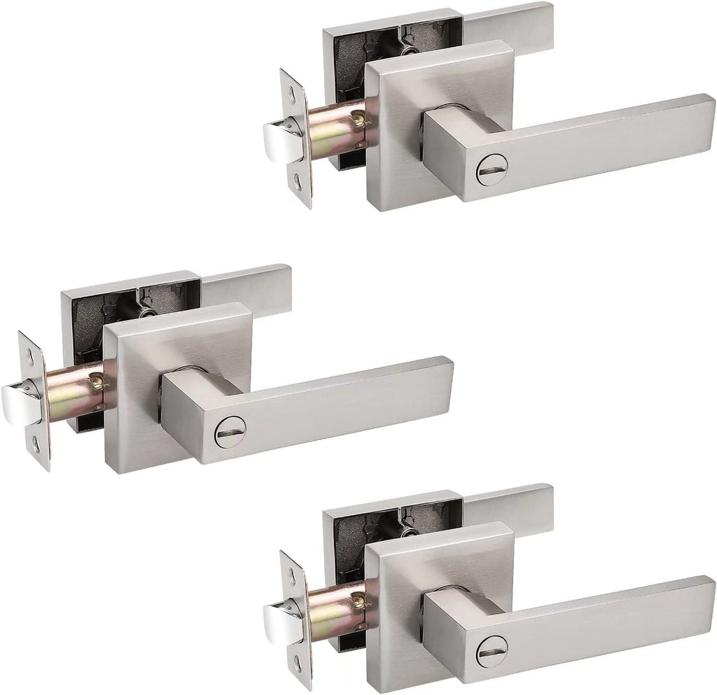 10 Pack Square Door Lever Passage Door Knob Lockset in Satin Nickel N52253