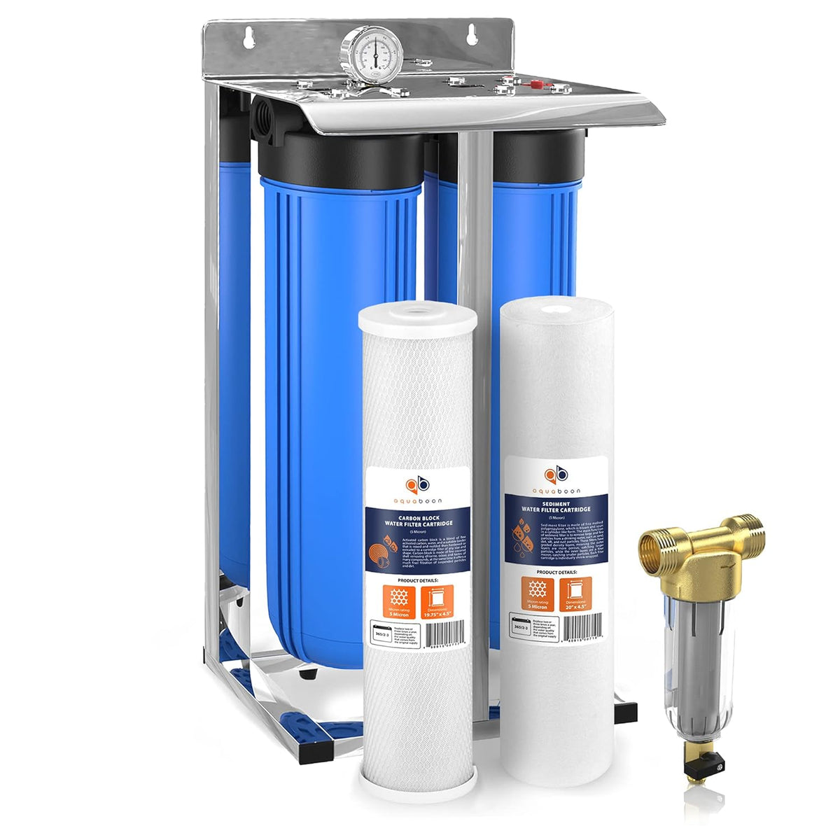 2-Stage Whole House Filtration System with Carbon Block and Sediment Filter Cartridges O924946