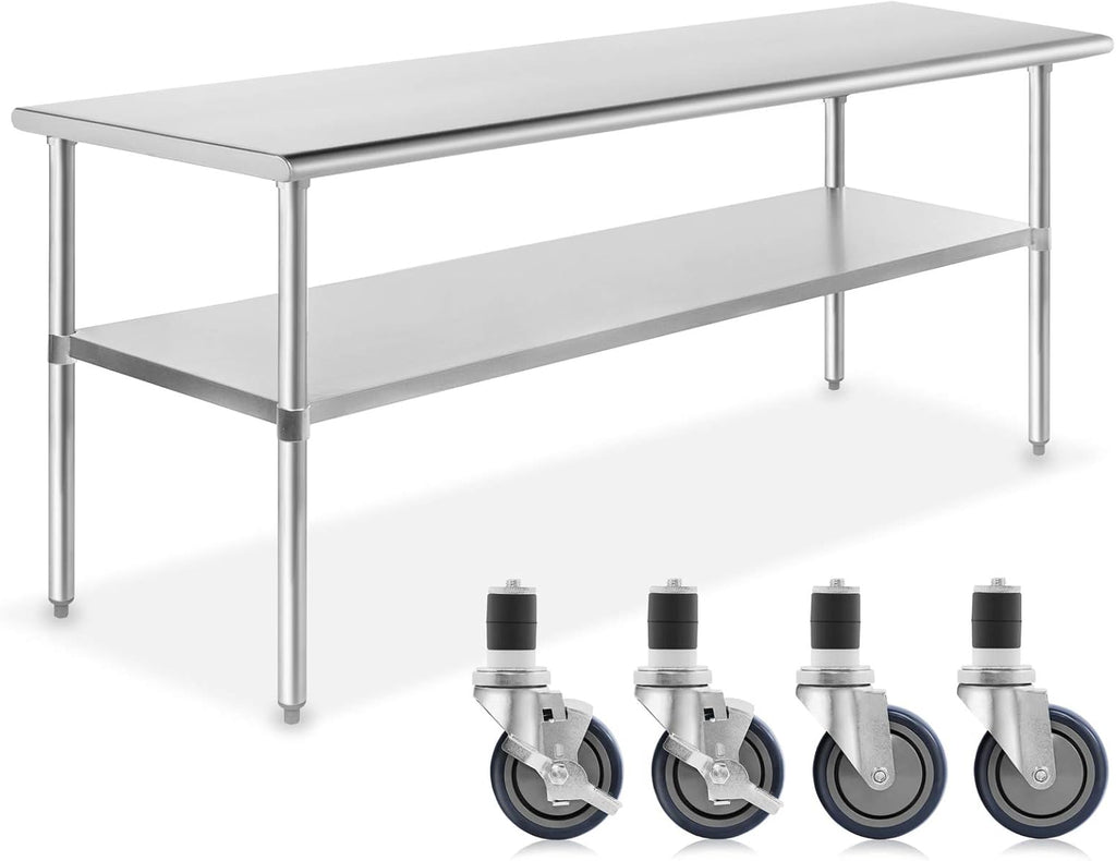 Stainless Steel Commercial Work Table with 4 Casters 48 in. x 24 in. A649
