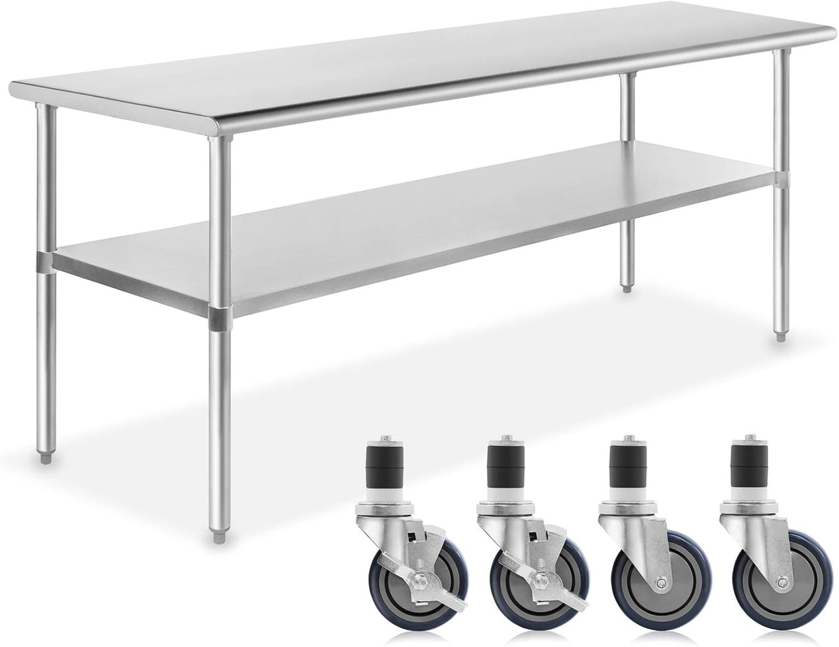 Stainless Steel Commercial Work Table with 4 Casters 48 in. x 24 in. A649