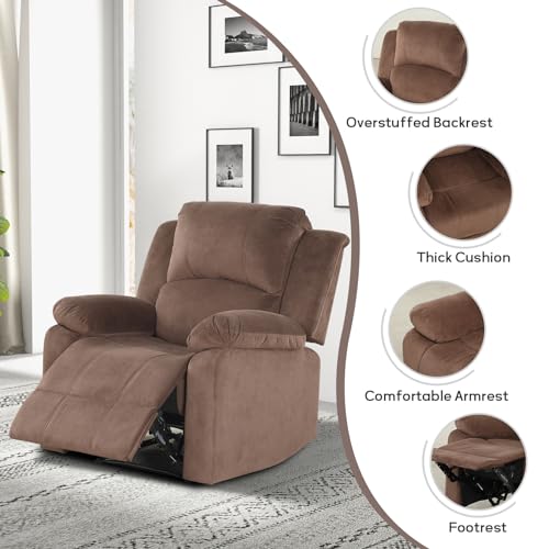 Brown Manual Recliner Chair with Padded Headrest and Armrest A32160