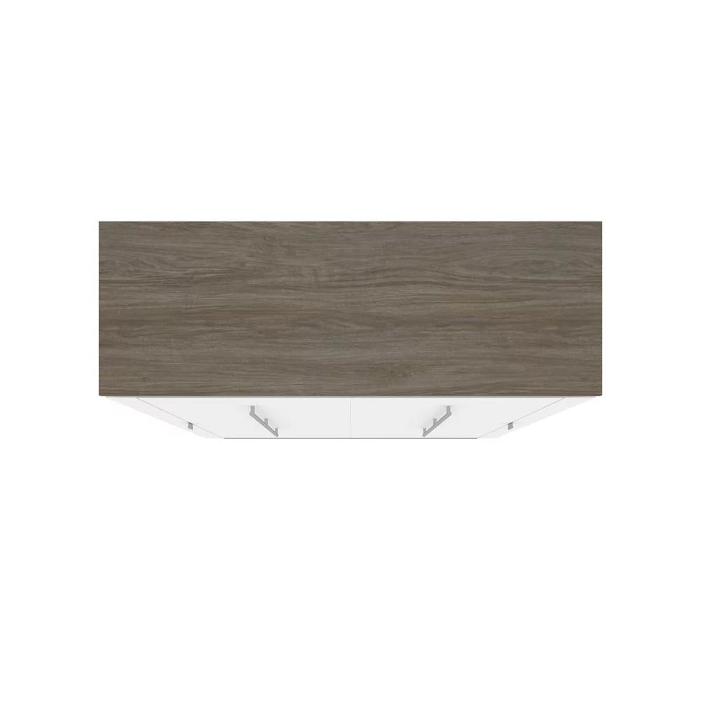 61" Full Murphy Bed in White and Walnut Gray Y547