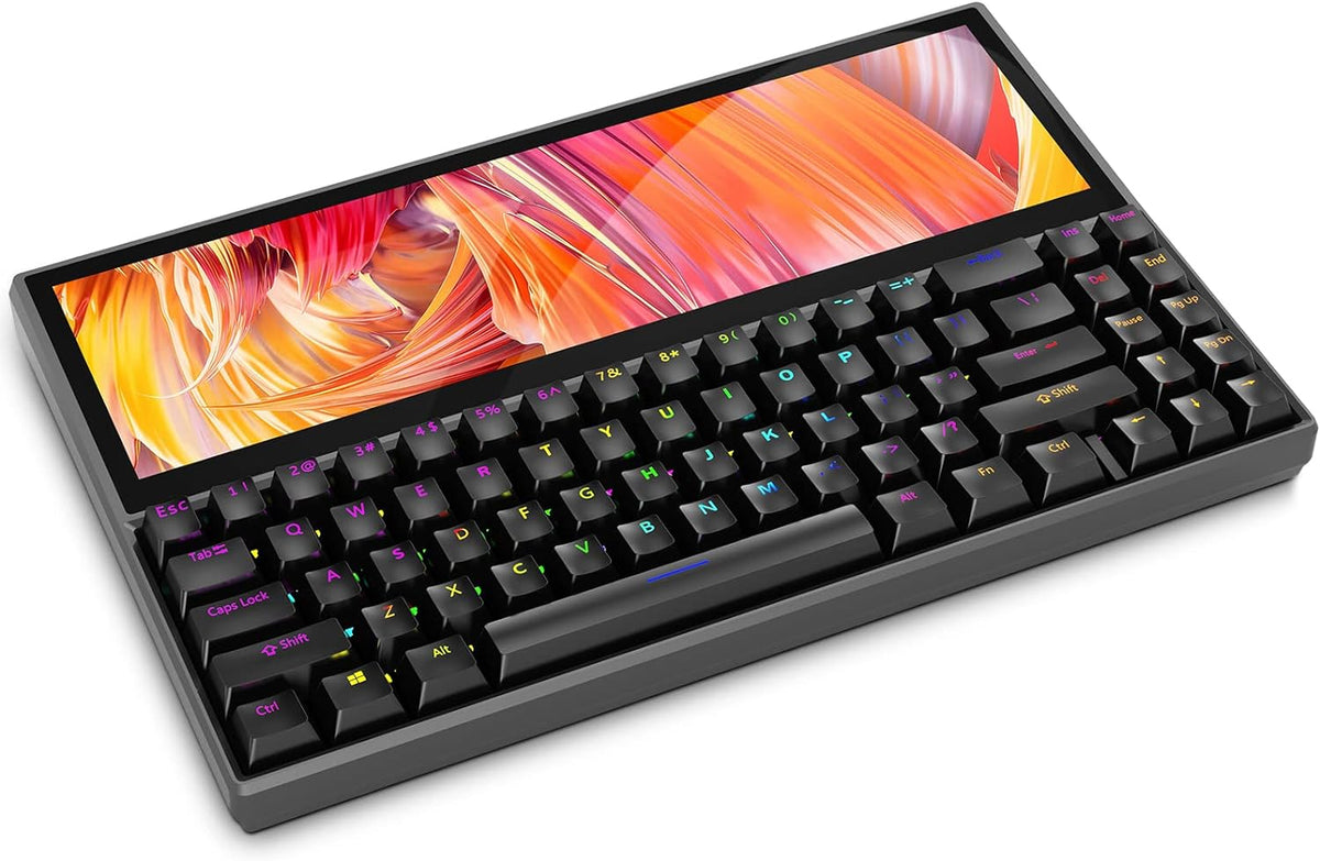 Mechanical Keyboard with Touchscreen, 71 Keys RGB LED Backlit, Black A247380