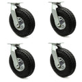 10x22 Pneumatic Swivel Caster Set of 4 Black Rubber Wheel F160