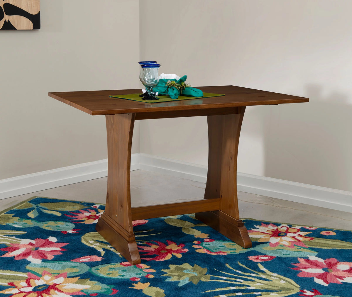 Natural Pine Wood Corner Dining Table with Storage J12749