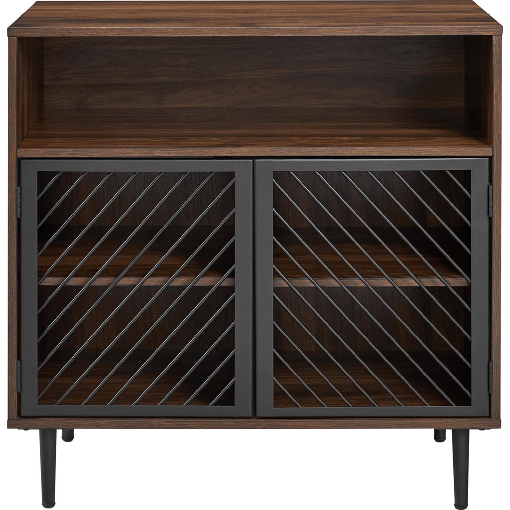 Dark Walnut Metal Door Accent Cabinet E329