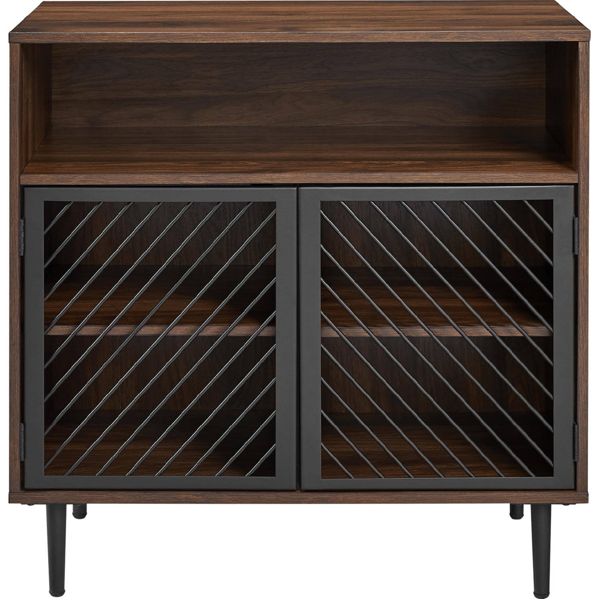 Dark Walnut Metal Door Accent Cabinet E329