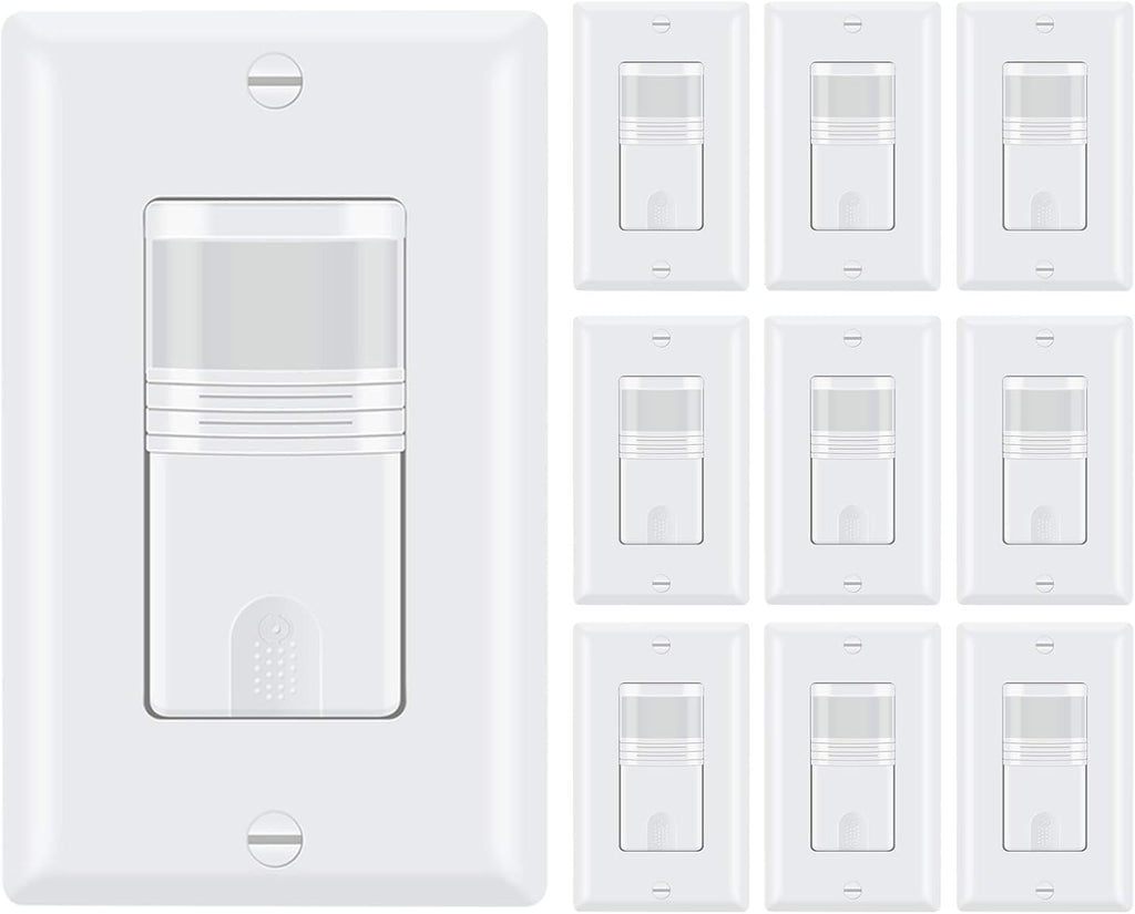 Motion Activated Wall Switch, Single Pole, 10 Pack Y6334