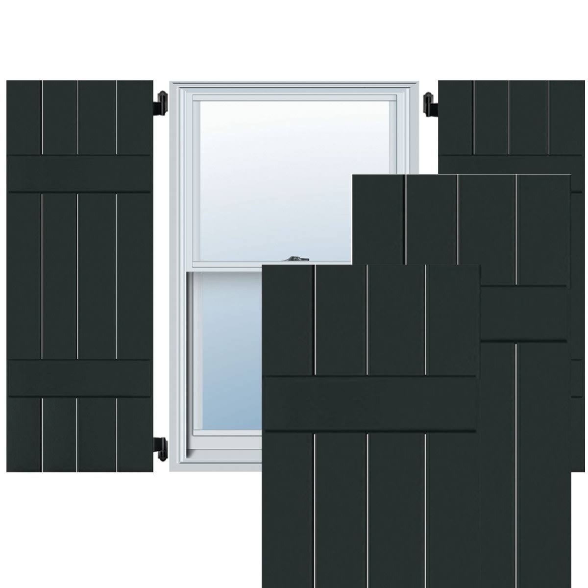 Dark Green Sapele Mahogany Board and Batten Shutters Pair R5618