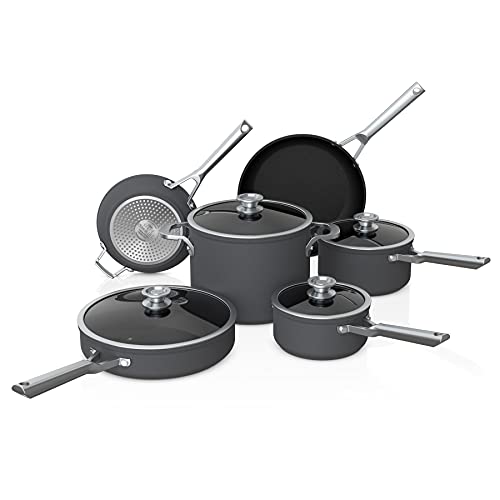 10 Piece Hard Anodized Nonstick Pots & Frying Pans Set with Glass Lids H769