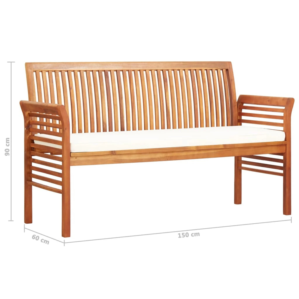 3-Seater Patio Bench with Cushion Solid Acacia Wood L670224