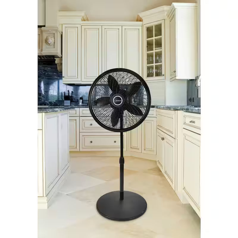 18 in. 3 Speed Oscillating Pedestal Fan with Adjustable Height in Black Z917