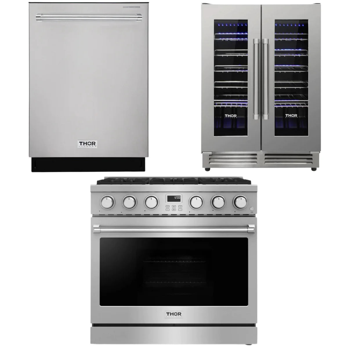36 Gas Range, Dishwasher and Wine Cooler X795486
