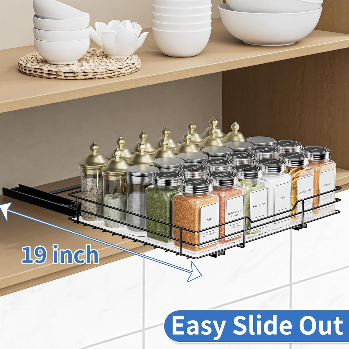 12.5''Wx10.5''Dx2.5''H Slide Out Spice Rack Organizer P94593