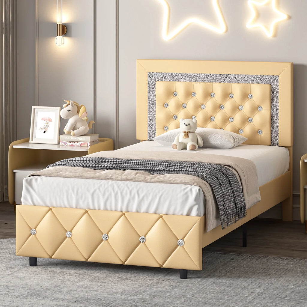 Black Queen Size Upholstered Platform Bed with Tufted Headboard J28650