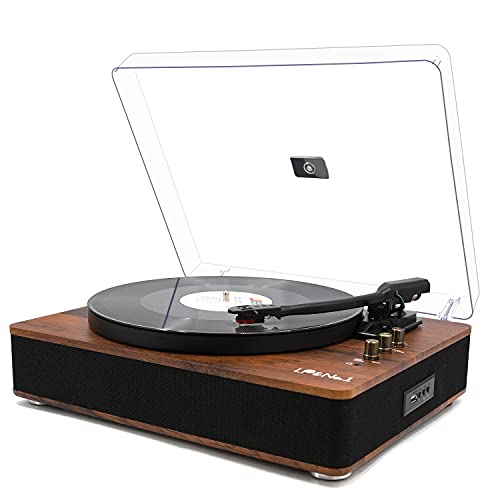 Mahogany Record Player Turntable with Built-in Speakers X71848