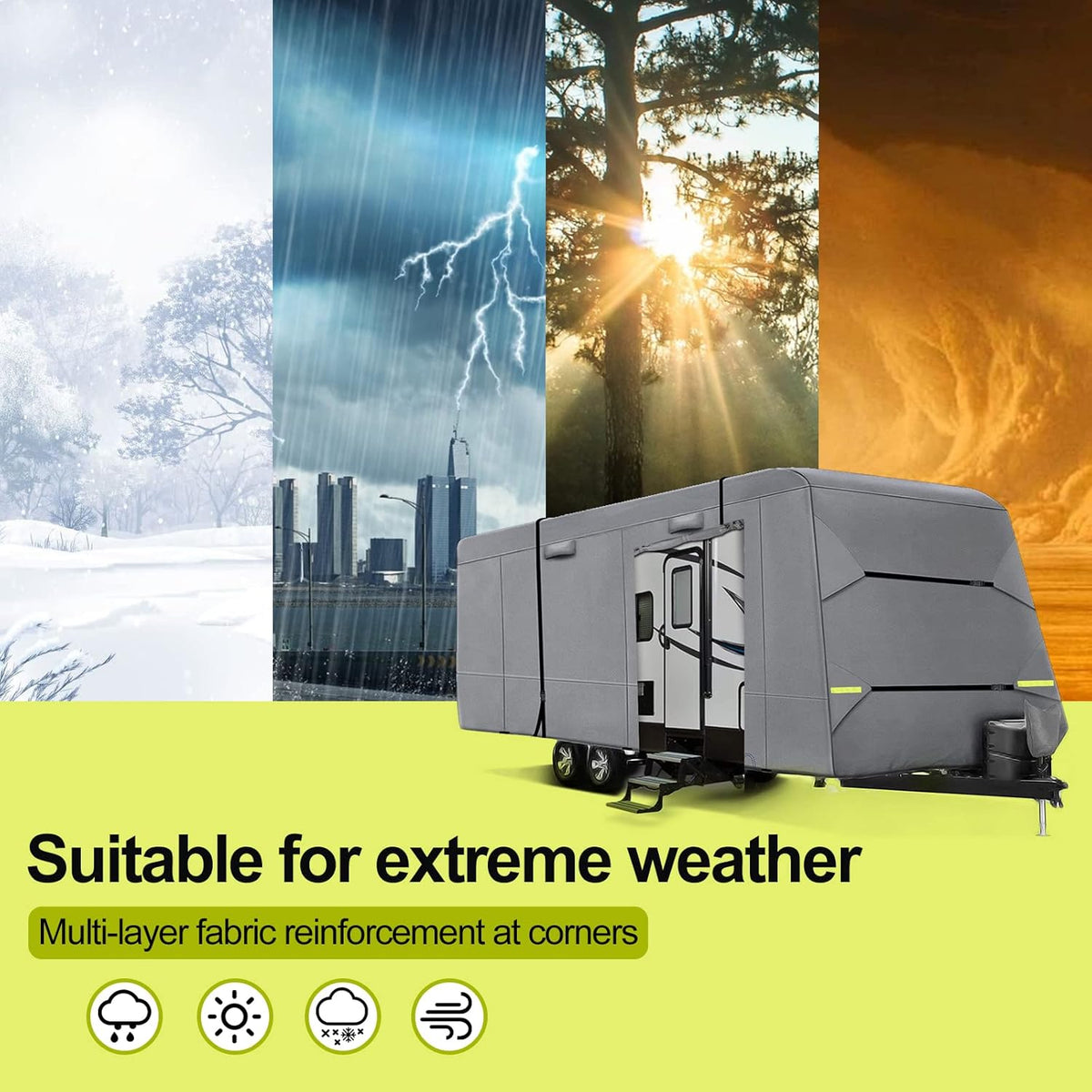 6 Layers RV Cover Anti-UV Windproof Ripstop Extra Thick Camper Cover S491277